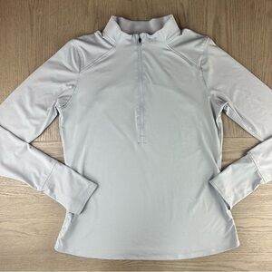 Under Armour Qualifier Half Zip Women M Gray Running Pullover Thumbholes Pocket